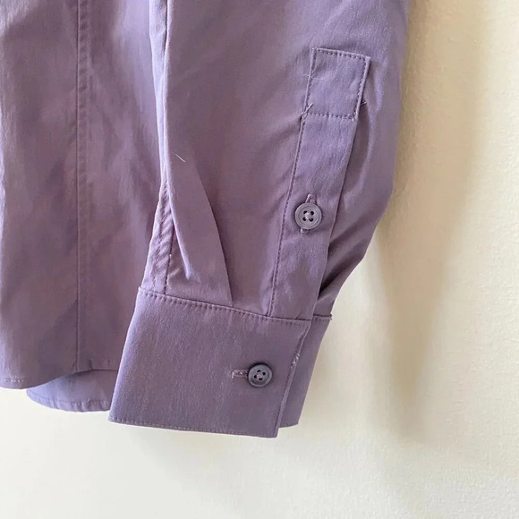 NWOT Athleta Women's Small Long Sleeve Relaxed Poplin Button Down Top Purple - Picture 8 of 16